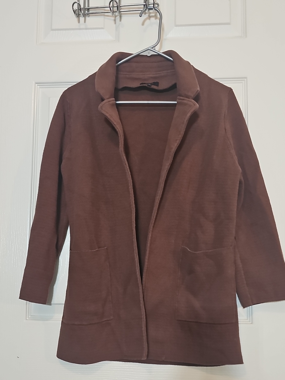 Quince Organic Cotton Cardigan Open Front Rust Brown Size S